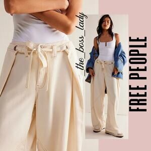 Free People Cream Wide-Leg Pants